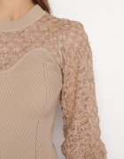 elsa.m by may Pulover Bej din Tricot Reiat cu Dantelă Ratana