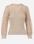 elsa.m by may Pulover Bej din Tricot Reiat cu Dantelă Ratana
