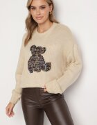 elsa.m by may Pulover Bej din Vascoză Decorat cu Ursuleț și Paiete Lilimi