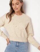 elsa.m by may Pulover Bej din Viscoză Decorat cu Imprimeu în Relief Harini