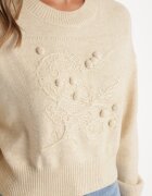 elsa.m by may Pulover Bej din Viscoză Decorat cu Imprimeu în Relief Harini