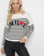 elsa.m by may Pulover Bej-Negru în Dungi Decorat cu inscripția Duvuo
