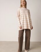 elsa.m by may Pulover Bej Oversize în Dungi cu Mâneci Liliac Caelania