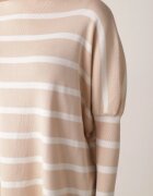 elsa.m by may Pulover Bej Oversize în Dungi cu Mâneci Liliac Caelania