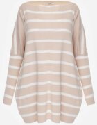 elsa.m by may Pulover Bej Oversize în Dungi cu Mâneci Liliac Caelania