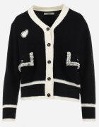 elsa.m by may Pulover Cardigan Negru din Viscoză cu Aplicație Inimă și Buzunare cu Perle Aradhya