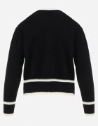elsa.m by may Pulover Cardigan Negru din Viscoză cu Aplicație Inimă și Buzunare cu Perle Aradhya