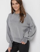 elsa.m by may Pulover Gri cu o Croială Clasică cu Fir Metalic Auliana