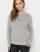 elsa.m by may Pulover Gri cu Viscoză și Guler înalt din Material Elastic Reiat Nikiella
