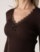 elsa.m by may Pulover Maro cu Vâscoză Decorat cu Dantelă și Fundiță Tusirea