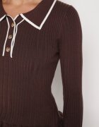 elsa.m by may Pulover Maro cu Viscoză în Stil Retro cu Guler și Nasturi Sarrise