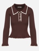 elsa.m by may Pulover Maro cu Viscoză în Stil Retro cu Guler și Nasturi Sarrise