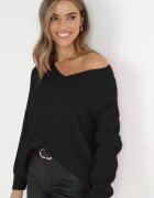 elsa.m by may Pulover Negru cu Bumbac Oversize Yorate