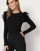 elsa.m by may Pulover Negru cu pene și mărgele Feco