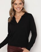 elsa.m by may Pulover Negru cu Viscoză Decorat cu Guler și Mansete Ceada