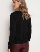 elsa.m by may Pulover Negru cu Viscoză Decorat cu Guler și Mansete Ceada