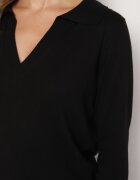 elsa.m by may Pulover Negru cu Viscoză Decorat cu Guler și Mansete Ceada