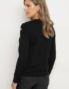 elsa.m by may Pulover Negru cu Viscoză Decorat cu text și aplicație cu Zirconii Liliran