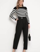 elsa.m by may Pulover Negru din Tricot reiat cu Perne în umeri Lefela