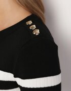 elsa.m by may Pulover Negru din Tricot reiat cu Perne în umeri Lefela