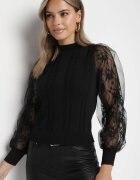 elsa.m by may Pulover pe gât Negru cu Mâneci din Plasă Wileria