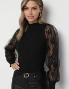 elsa.m by may Pulover pe gât Negru cu Mâneci din Plasă Wileria