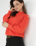 elsa.m by may Pulover Portocaliu Tricotat cu Mânecă Lungă și Nasturi Omes
