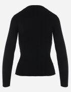 elsa.m by may Pulover Reiat Negru cu Guler semi-înalt cu Floare decorativă și Zirconii Sonelia