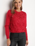 elsa.m by may Pulover Roșu cu Vâscoză și Aplicații din Plasă Hariena