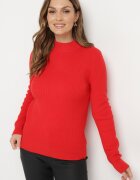 elsa.m by may Pulover Roșu cu Vâscoză și Guler înalt din Material Elastic Reiat Nikiella