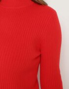 elsa.m by may Pulover Roșu cu Vâscoză și Guler înalt din Material Elastic Reiat Nikiella