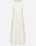 elsa.m by may Rochie Albă Cloș din Bumbac și Viscoză Decorată cu Crăpătură pe Picior Devirael