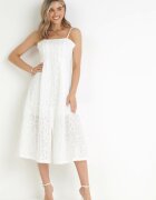 elsa.m by may Rochie Albă cu Decolteu Pătrat și Textură Decorativă Raiya