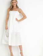 elsa.m by may Rochie Albă cu Decolteu Pătrat și Textură Decorativă Raiya