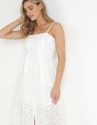 elsa.m by may Rochie Albă cu Decolteu Pătrat și Textură Decorativă Raiya