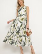 elsa.m by may Rochie Albă de bumbac Evazată cu imprimeu floral Lila