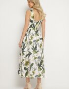 elsa.m by may Rochie Albă de bumbac Evazată cu imprimeu floral Lila