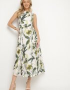 elsa.m by may Rochie Albă de bumbac Evazată cu imprimeu floral Lila