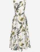 elsa.m by may Rochie Albă de bumbac Evazată cu imprimeu floral Lila