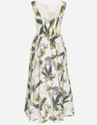 elsa.m by may Rochie Albă de bumbac Evazată cu imprimeu floral Lila
