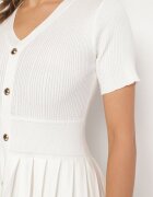 elsa.m by may Rochie Albă din Viscoză cu croi evazat cu pliuri și nasturi Alusena