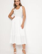 elsa.m by may Rochie albă din viscoză cu croială evazată cu aplicație decorativă Ronestra
