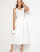 elsa.m by may Rochie albă din viscoză cu croială evazată cu aplicație decorativă Ronestra