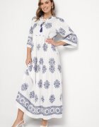 elsa.m by may Rochie Albă din Viscoză în Stil Boho cu Nod și Broderie Alinaria