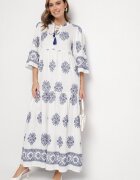 elsa.m by may Rochie Albă din Viscoză în Stil Boho cu Nod și Broderie Alinaria