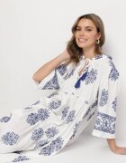 elsa.m by may Rochie Albă din Viscoză în Stil Boho cu Nod și Broderie Alinaria