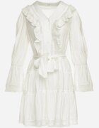 elsa.m by may Rochie Albă Evazată Mini cu Volane Decorative Nasturi și Curea din Material în Talie Miorma