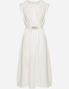 elsa.m by may Rochie Albă Evazată Ornată cu o Curea cu Cataramă Tinilsa