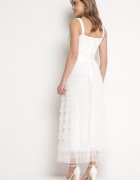 elsa.m by may Rochie Albă Maxi cu bretele cu corset și volane din tul Encartia