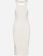elsa.m by may Rochie Albă Mulată Rebrată din Viscoză cu Spatele Decupat Sarileine